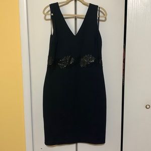 Bebe faux leather floral embroidered dress